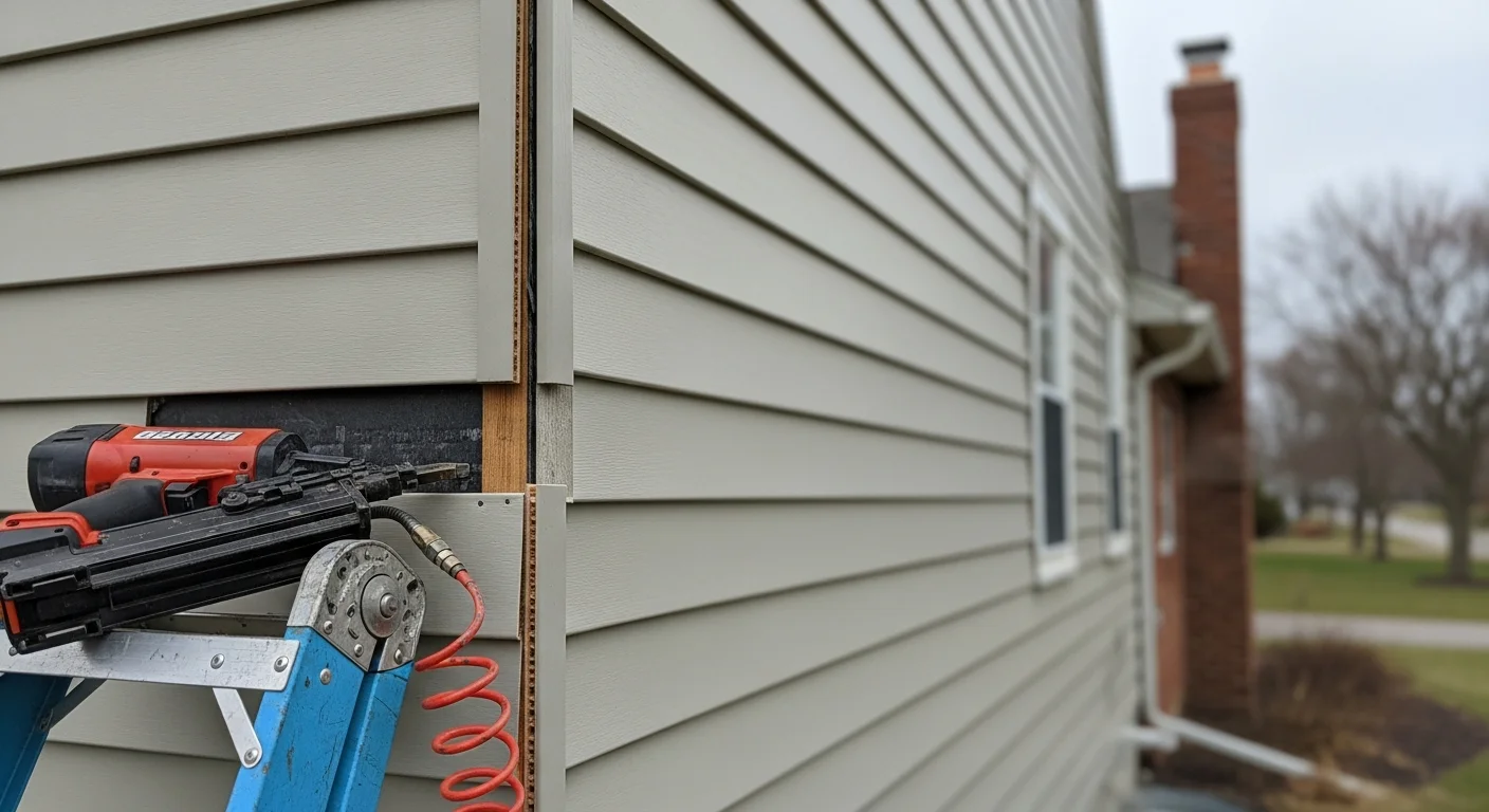 New vinyl siding installed on residential home exterior