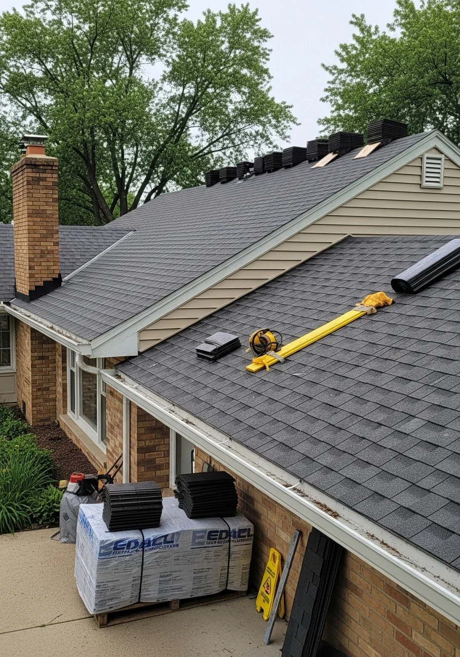Portrait-style photo of a contractor and homeowner on a Livonia residential property.