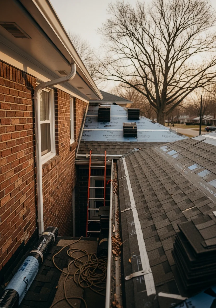 Portrait image of a contractor and homeowner on a Toledo property.